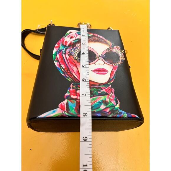 Unbranded New York Audrey Glamour Mini Crossbody Bag Top Handle Black Womens - Picture 8 of 8